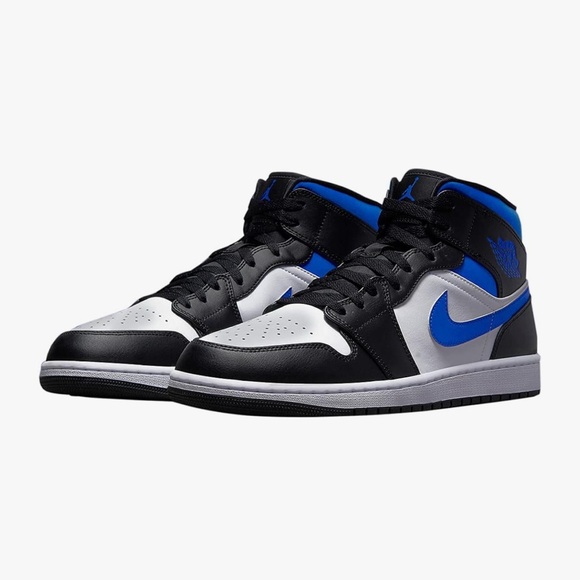 Nike Men’s Air Jordan 1 Mid Racer Blue/white/black 9.5 High-Top Sneakers - Picture 12 of 14